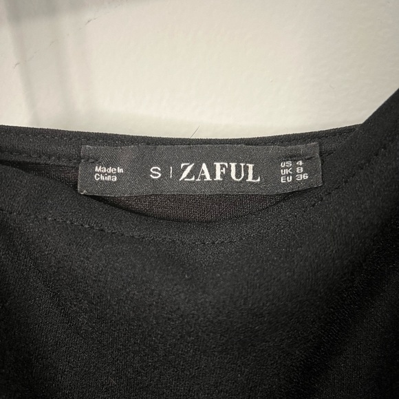 Zaful asymmetrical spaghetti strap black romper, size 4. Great condition. - Picture 4 of 4